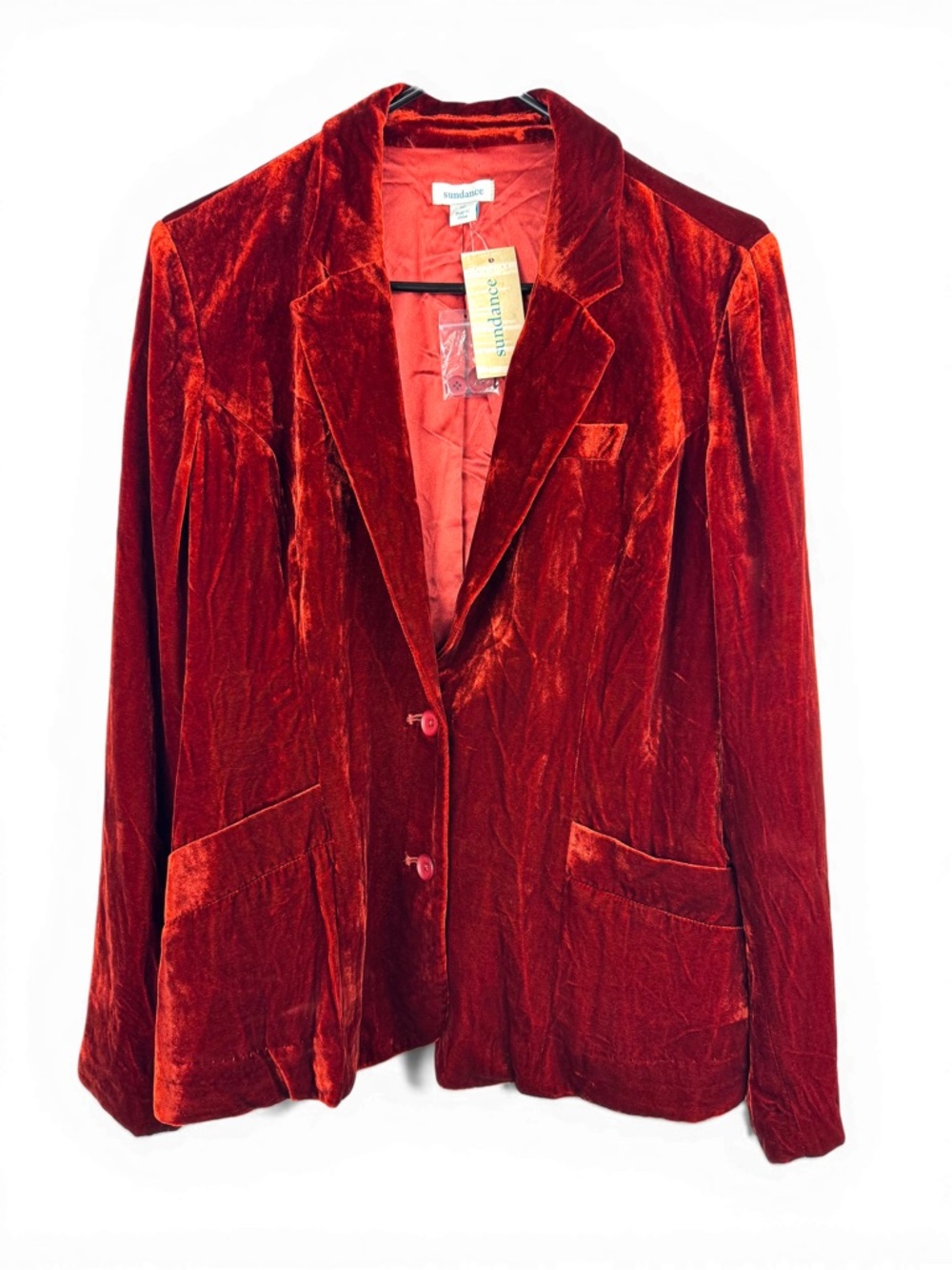 Sundance Sofia Velvet Blazer Size 10 Cinnabar Rust Rayon Silk Boyfriend Relaxed